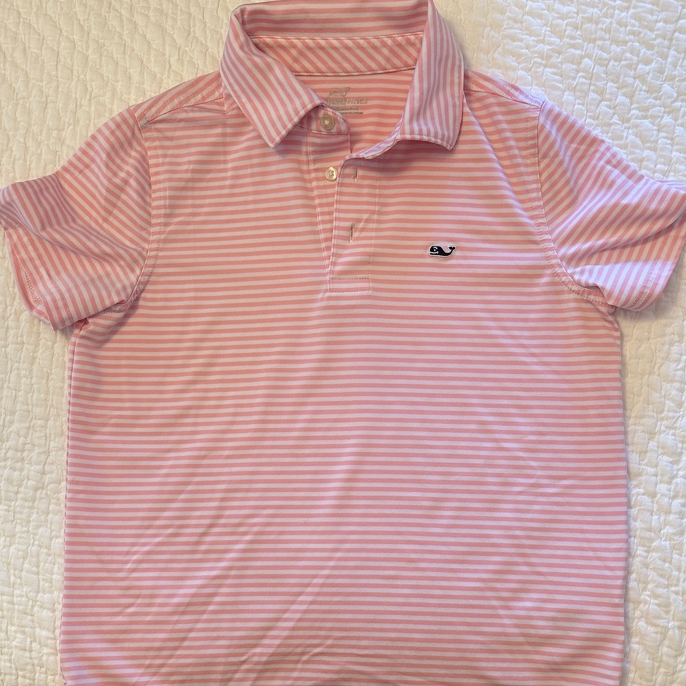Vineyard Vines Pink Striped Kids Polo Shirt